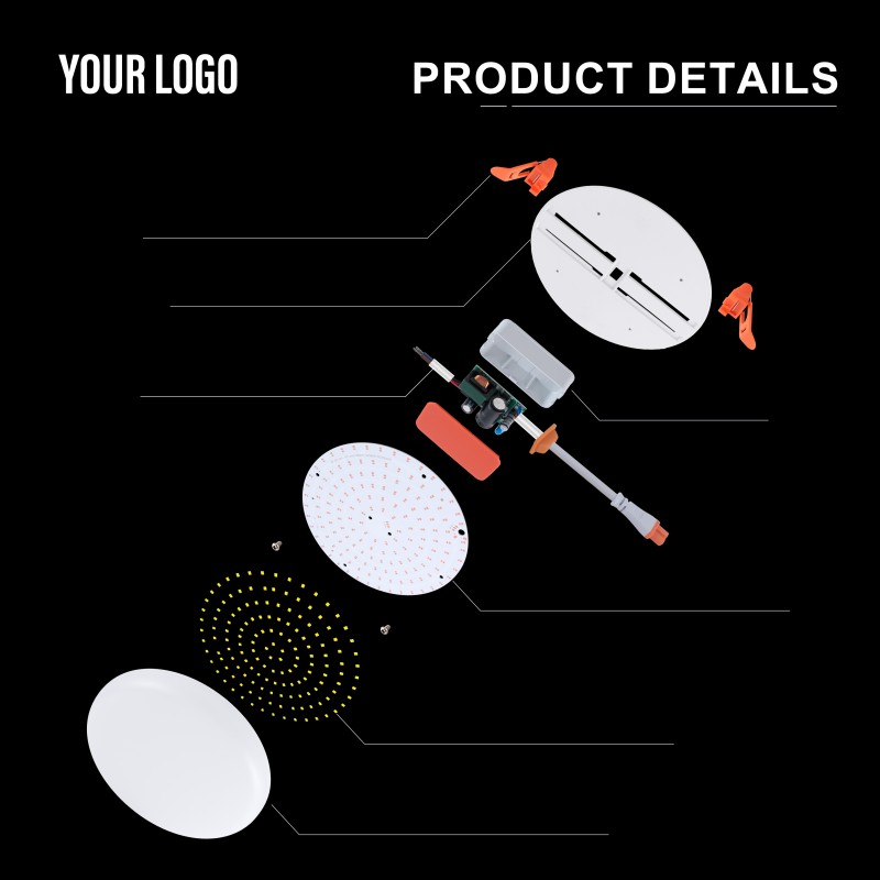 Lampu Panel Tanpa Bingkai LED 36W Tersembunyi, Aluminium + PC, Besi + PP